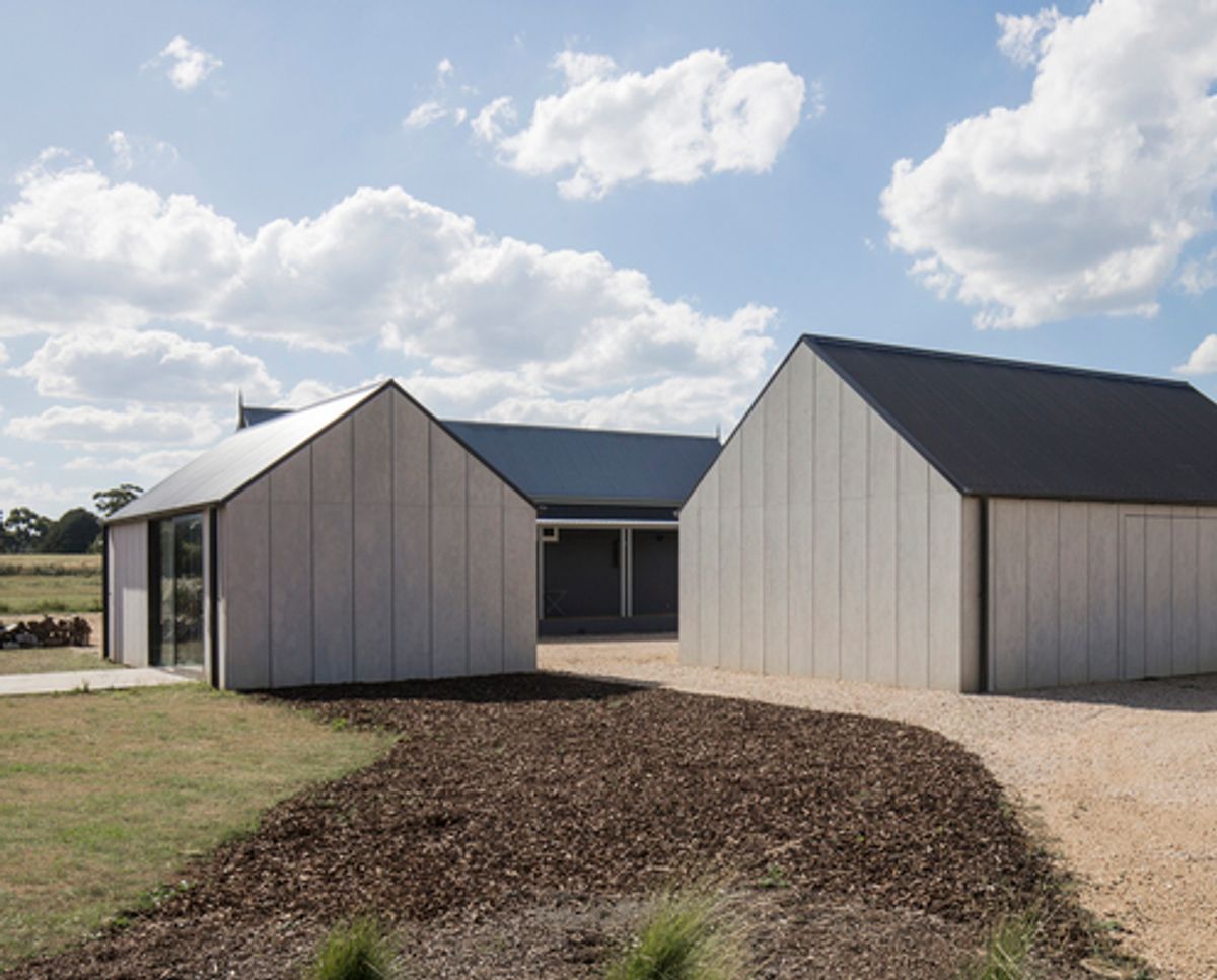 Modern Barn Outside, Minimal Studio and Gallery Space Inside