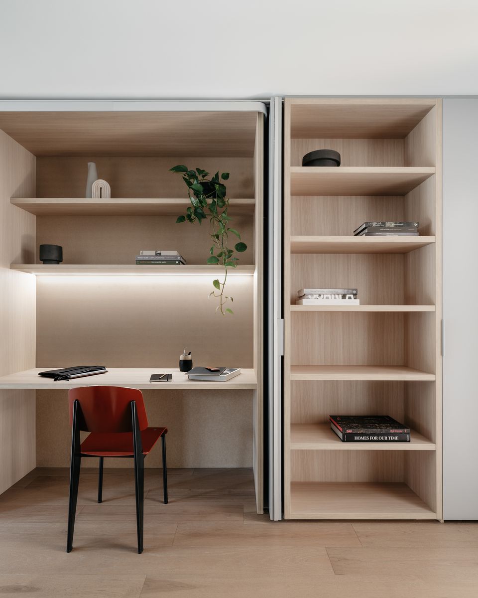 Image showcasing Space-efficient Apartment Renovation Finds Room for a Home Office