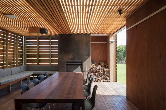 This Home Is Grounded Into Its Site by Walls of Gabion Baskets