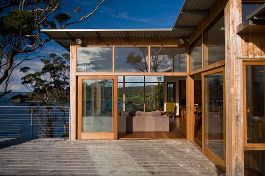 Bruny Shore House deck off the living area