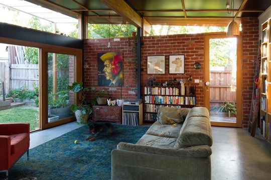 Recycled materials and second-hand furniture give Florence Street House an eclectic feel