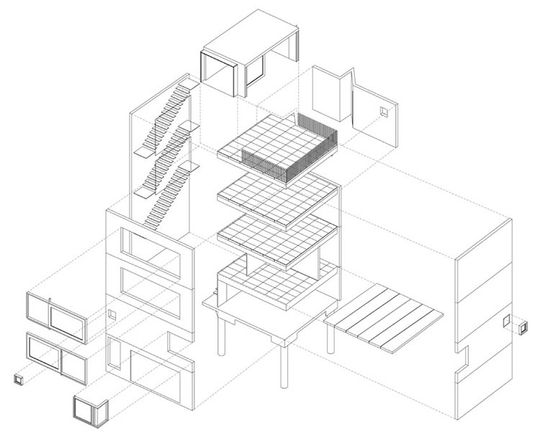 Small House Exploded Axonometric