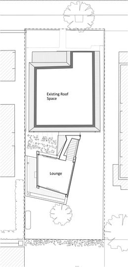 Yarra Street House: First floor plan showing the existing roof space and the new upstairs lounge